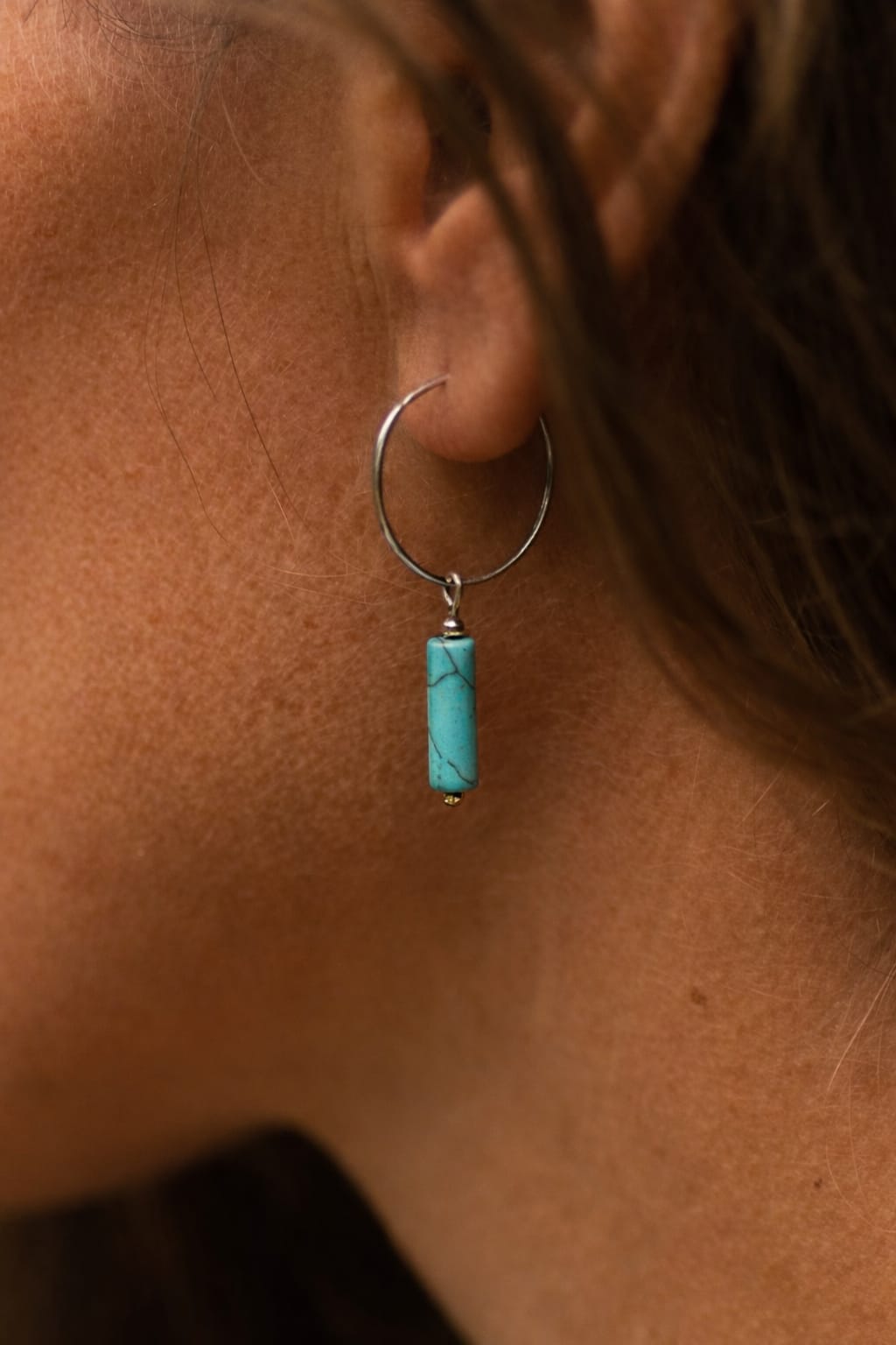 Oorbellen Turquoise marble